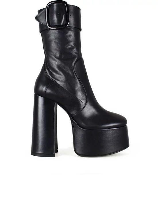 Saint Laurent Shoes - Saint Laurent “Billy” Black Leather Platform Ankle Boots